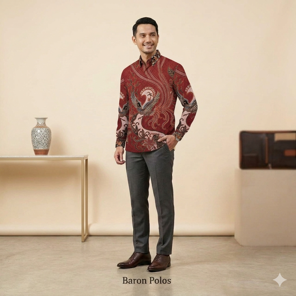 Kemeja pria formal batik tulis sutra asli pekalongan pola lengan panjang baju batik pria exclusive m