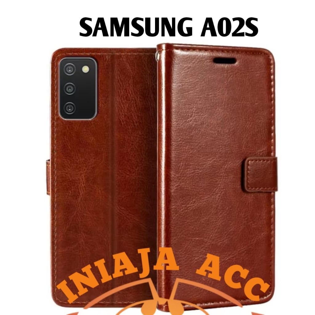 CASE SAMSUNG A02s LEATHER CASE SARUNG HP DOMPET KULIT FLIP COVER CASE BUKA TUTUP KESING DOMPET
