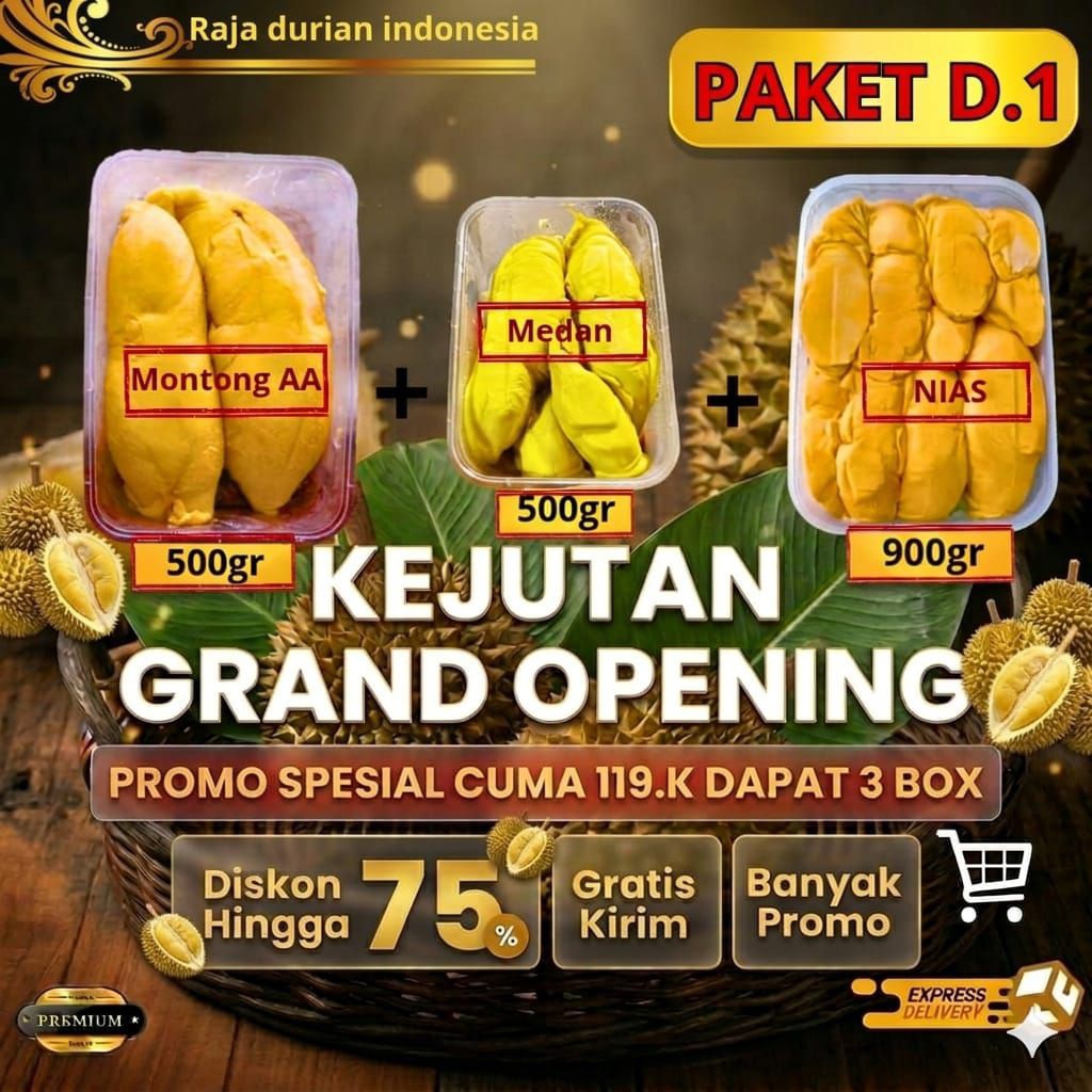 Durian Kupas/PAKET D1 Durian Montong king + durian kupas Sibolga + durian kupas king 900gr PAKET HEM