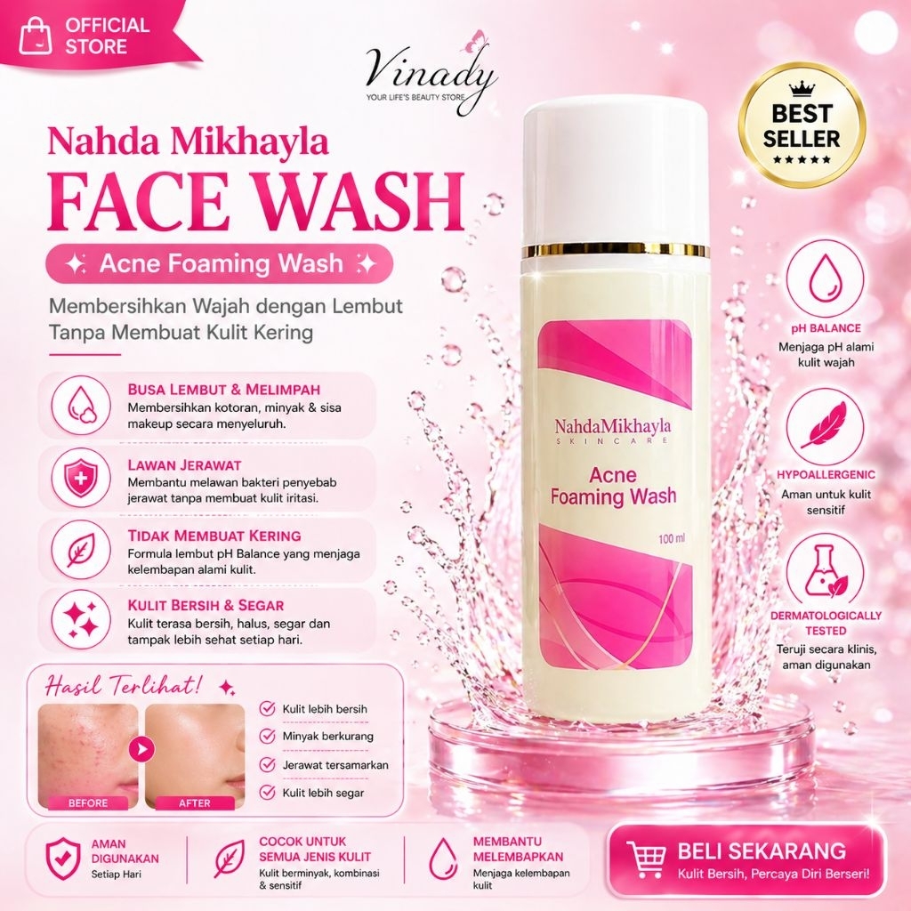 Foaming Wash Nahda Skincare 100ml - Sabun Wajah Pembersih Kotoran dan Mengangkat Sel Kult Mati