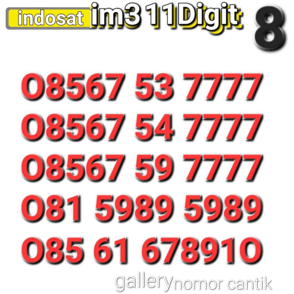NOMOR INDOSAT IM3 11DIGIT 7 7 7 7