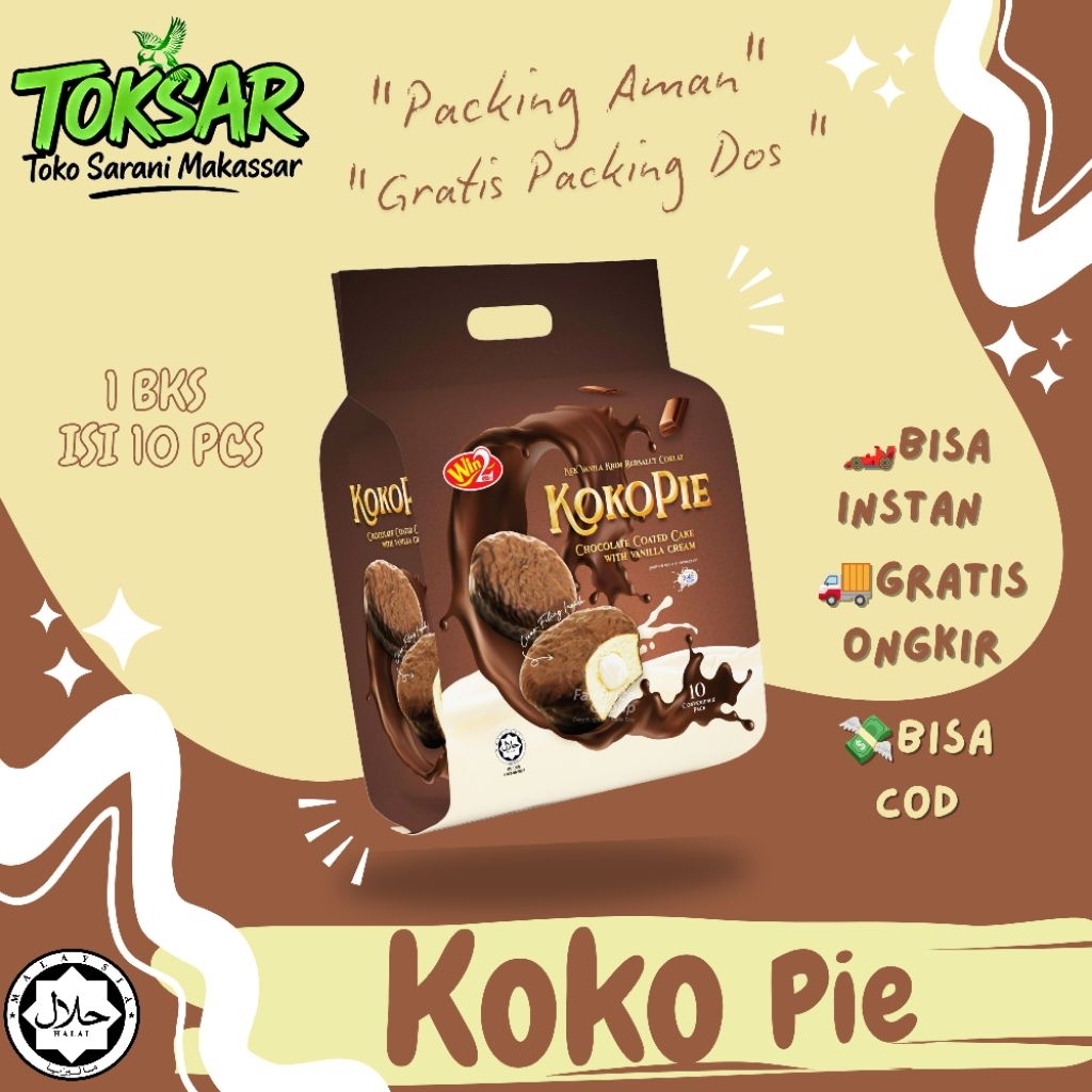 Koko Pie Bolu Rasa Coklat Krim Vanila (20 gr x 10 bks) | Jajanan Malaysia Enak PROMO | Oleh-Oleh Mal