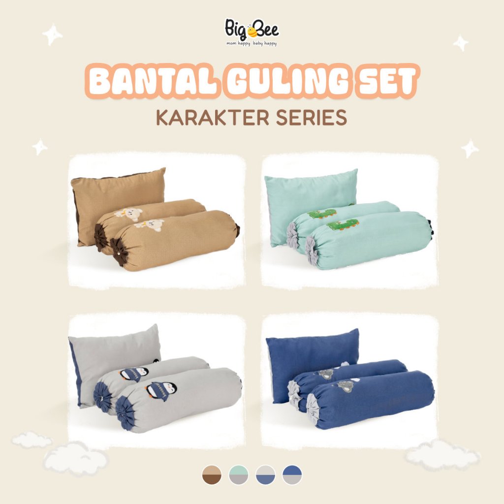 Bantal Guling Bayi Set Karakter Series Bahan Halus Tidak Berbulu Big Bee
