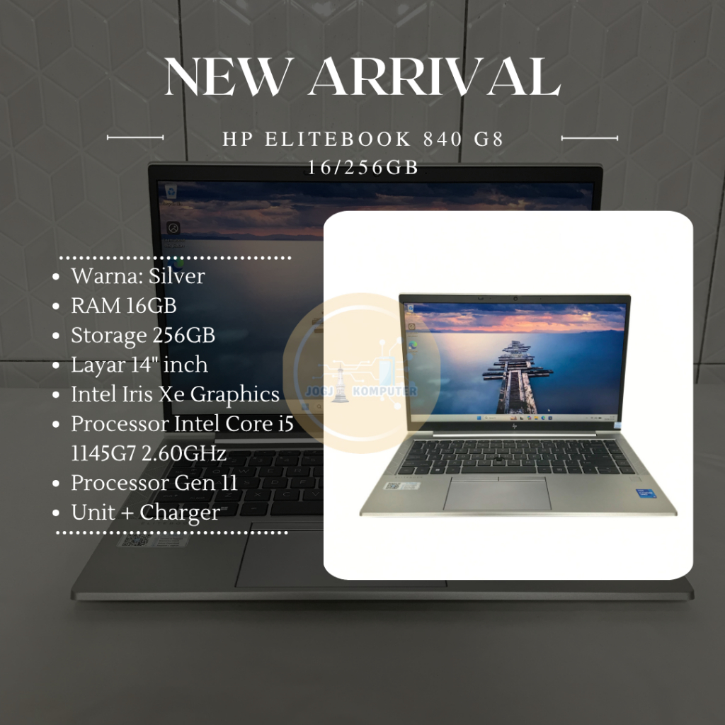 HP EliteBook 840 G8 16/256GB | i5 Gen 11 | Layar 14" | Unit + Charger | Second Unit