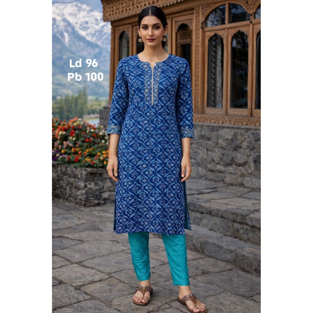 Baju india Kurti Kurta wanita set katun simpel Bollywood lengkap selendang dupatta