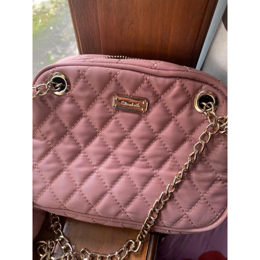 tas Elizabeth pink rantai rosegold