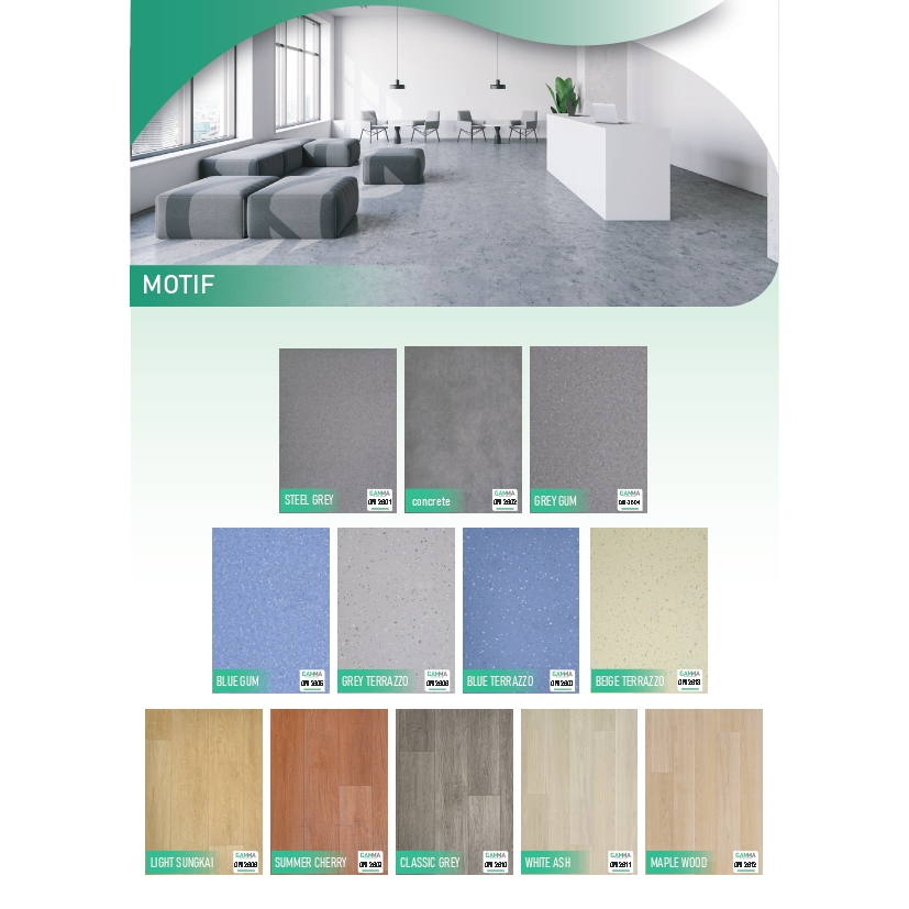 Vinyl Flooring Gamma / Lantai Vinyl Roll Tebal 2mm / Vinyl Roll Motif Terazzo