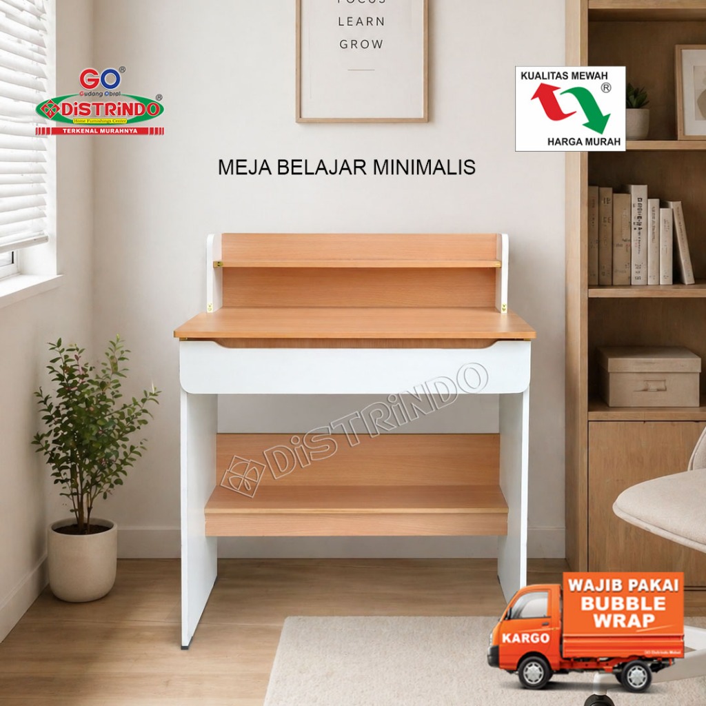 DISTRINDO Meja Kerja Minimalis / Meja Belajar rak