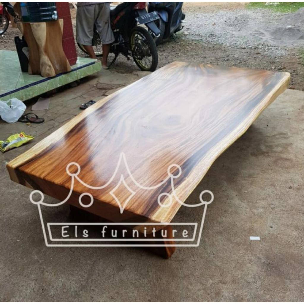 Meja Lesehan Kayu Trembesi Solid Natural - ELS FURNITURE