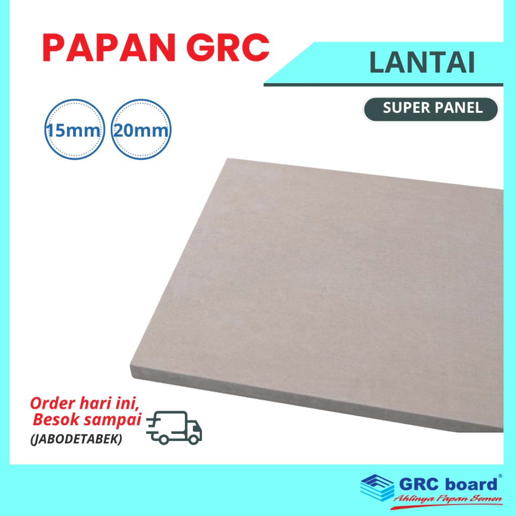 GRC Board Super Panel 122x244cm Tebal 15mm 20mm Papan Lantai Fibersemen