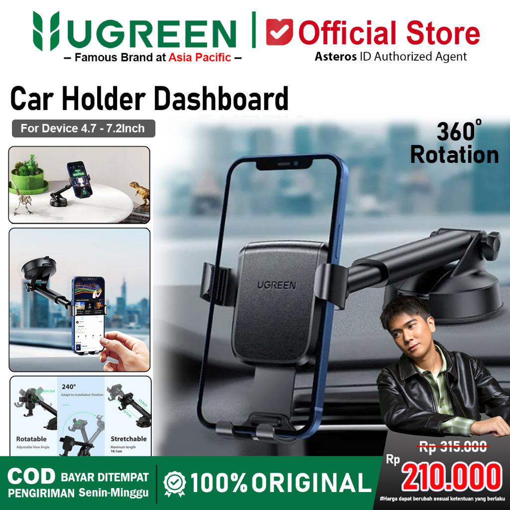 UGREEN Car Holder Dudukan Hp di Dashboard Mobil untuk Device 4.7 - 7.2inch