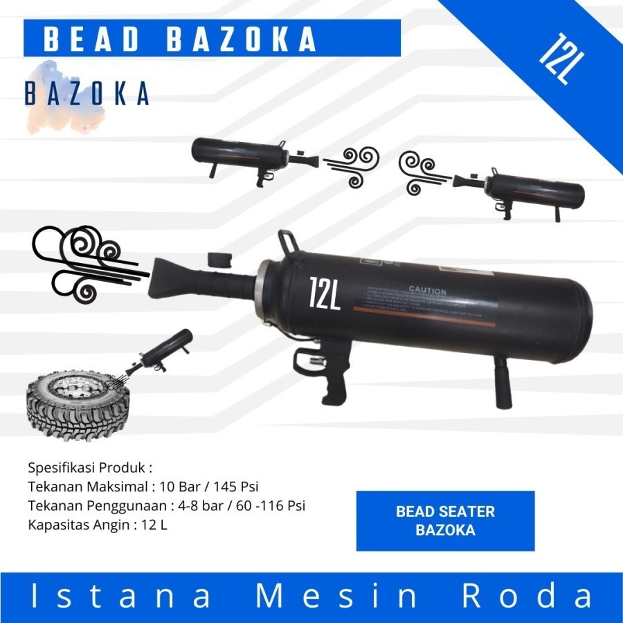 Tyre bead seater booster bazooka Aluminium 12L tembak angin basoka
