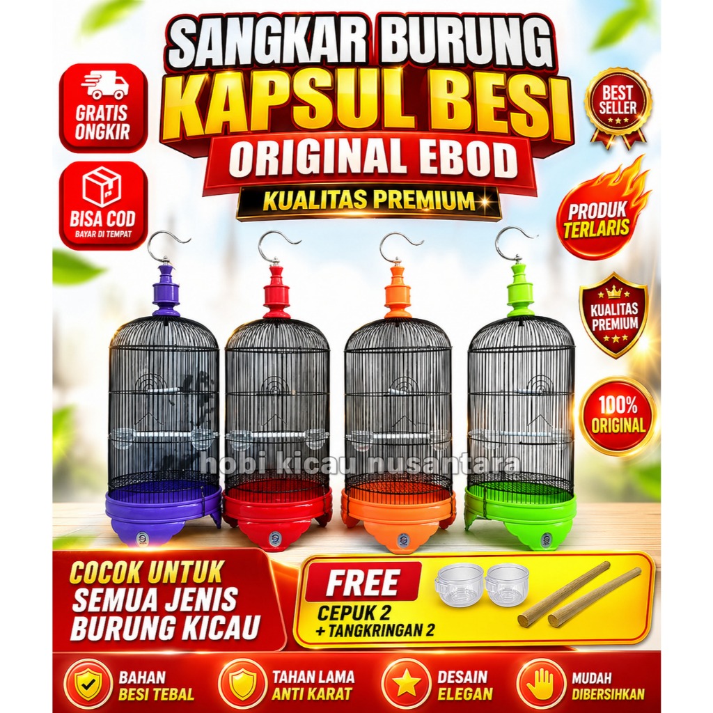 SANGKAR LOVE BIRD PVC WARNA EBOD JAYA LENGKAP//AKSESORIS kapsul besi