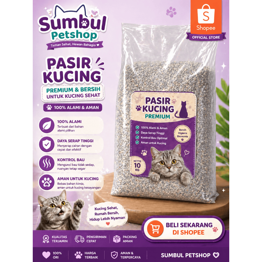 Pasir Kucing Halus lokal ziolit zeolite (2) 5 Kg Repack