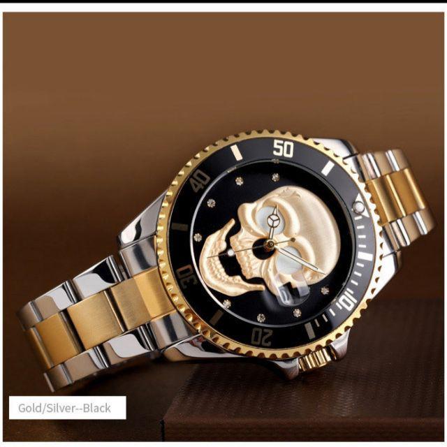 Jam Tangan SKMEI 9195 ORIGINAL Pria Analog Skull Tengkorak Rantai Stainless Cowok