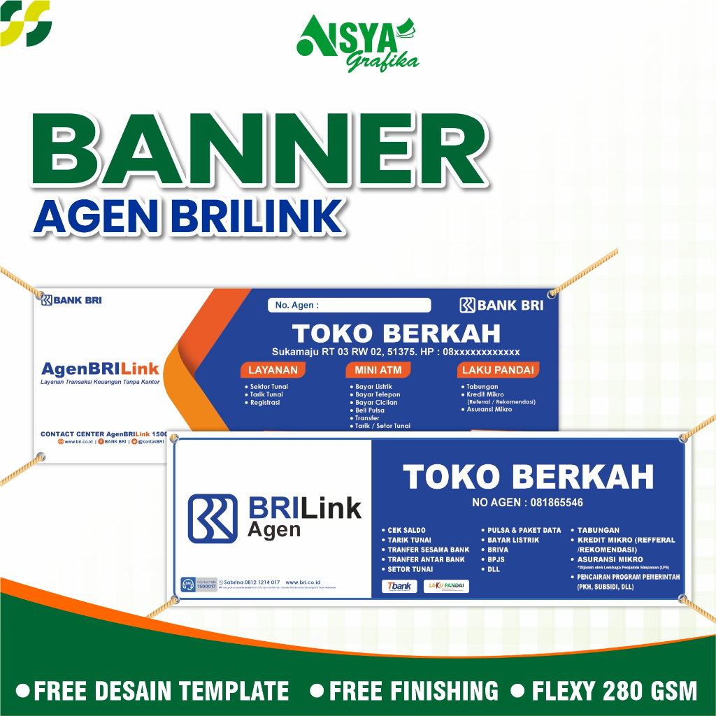 Banner / Spanduk Agen BRILink Custom Nama Toko