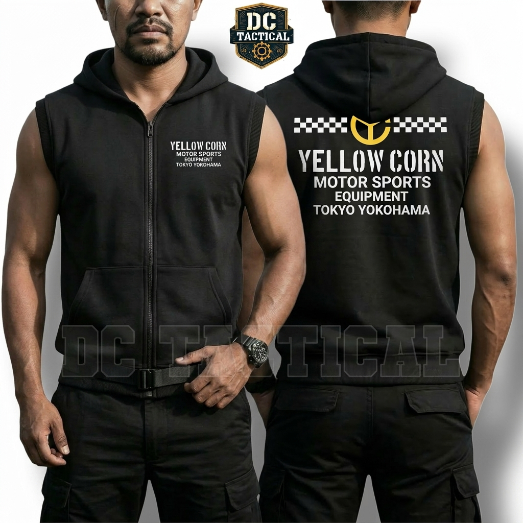 Vest Hoodie Jumper / Yellow Corn Tokyo Yokohama Motor Sport Equipment Hitam Fleece 280gsm
