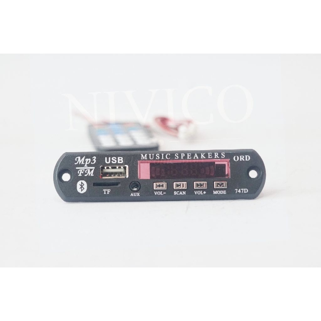 Modul MP3 Bluetooth FM Radio Pemutar Musik Lagu USB Player Kit dengan TF AUX VOL- SCAN VOL+ MODE 747D & Remot Wireless
