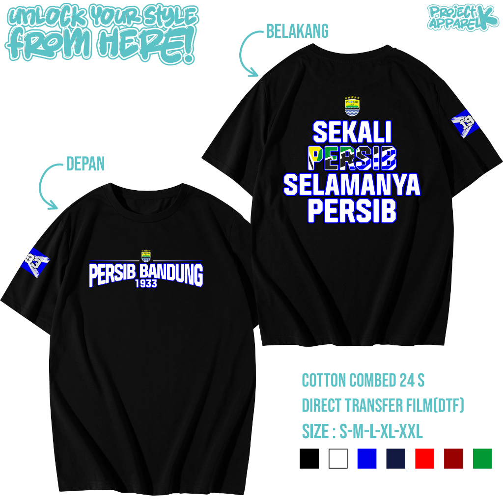 T-SHIRT KAOS OVERSIZE PERSIB BANDUNG "SEKALI PERSIB SELAMANYA PERSIB" KAOS SUPPORTER BOLA KAOS PRIA 