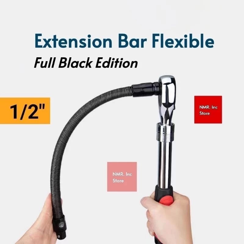 Extension Bar Flexible Drive 1/2" Full Black, Gagang Sambungan Mata Kunci Shock Fleksibel.