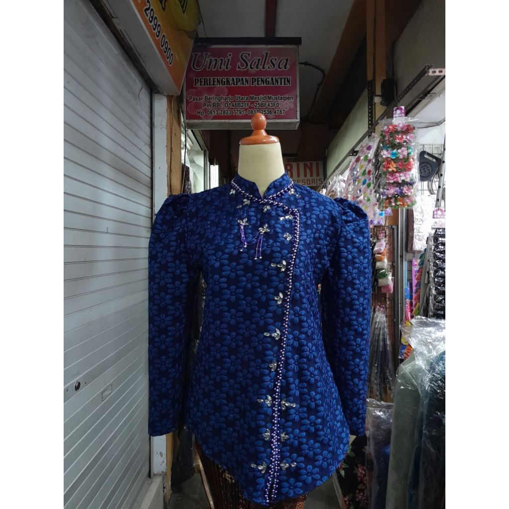 kebaya Janggan fukuro navy Payet