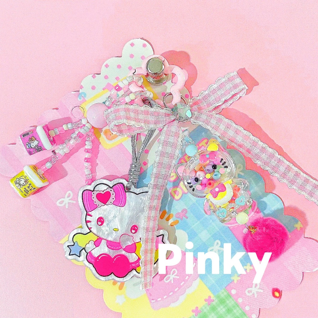 Pinky - Hellokitty Tali & Gantungan Hp/Gantungan tas/Gantungan kunci/Strap hp Grosir/Manik-manik bua