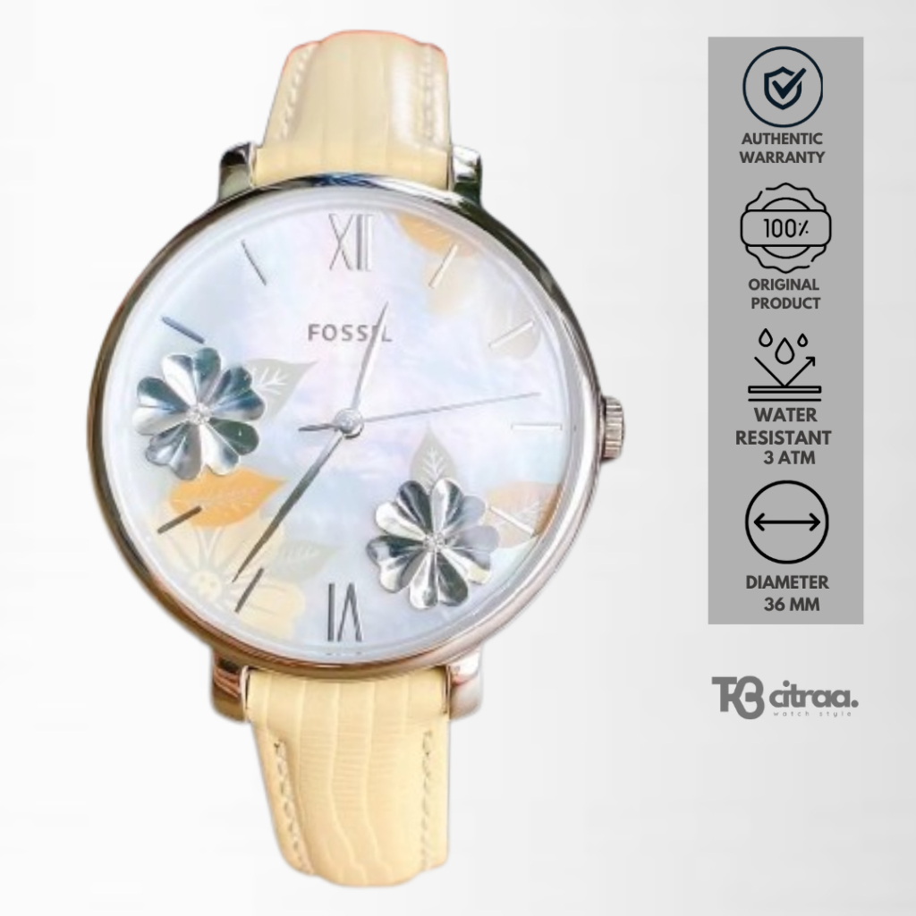 Jam Tangan Wanita Fossil Jacqueline Kulit Motif Casual Original ES4812