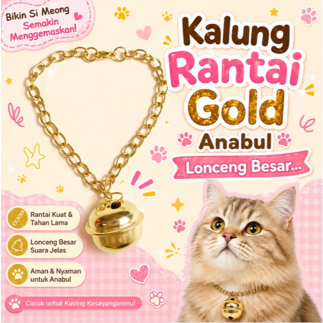 Kalung Rantai Gold Kucing Kalung Kucing Nyaring Kalung Kitten Kalung Anjing Kecil
