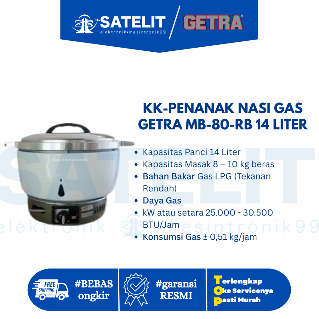 KK-PENANAK NASI GAS GETRA MB-80-RB 14 LITER