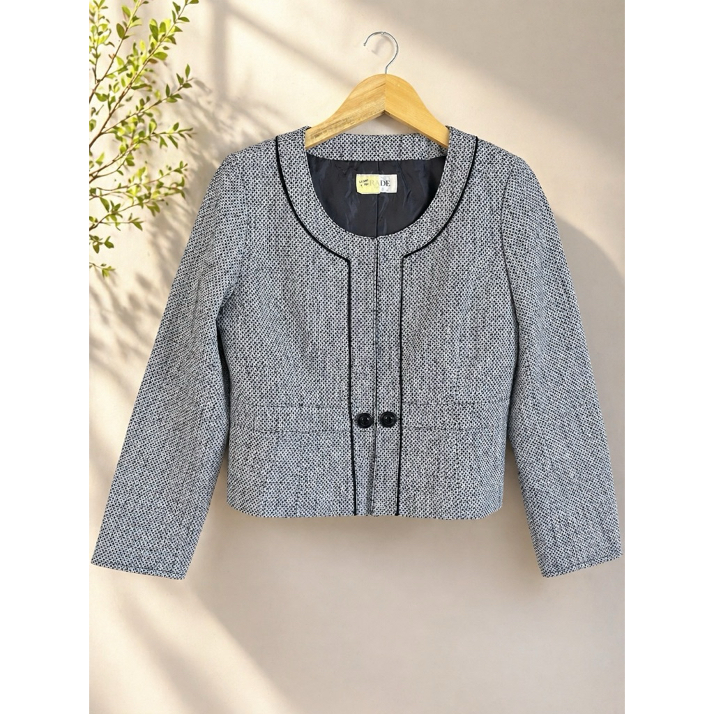 blazer crop tweed