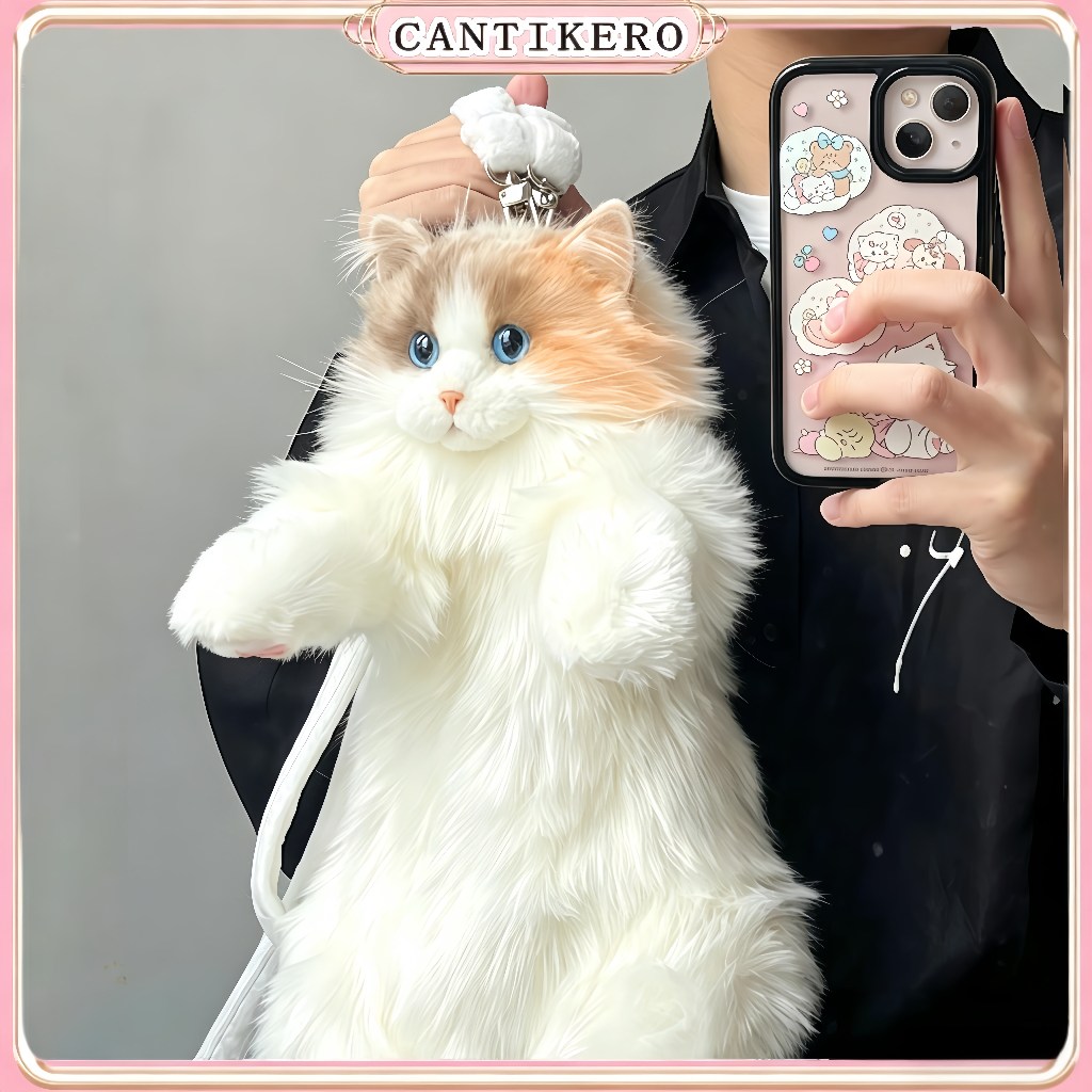 CANTIKERO Ready Tas Boneka Kucing Ragdoll Lucu Premium Tas Ransel Plushie Gaya Korea Tas Bahu Multif