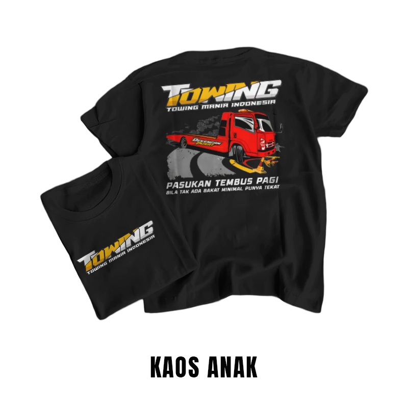 Kaos Warna Motif Truk Oleng - Baju kaos Truk Towing Mania Anak Umur 2 - 13 Tahun