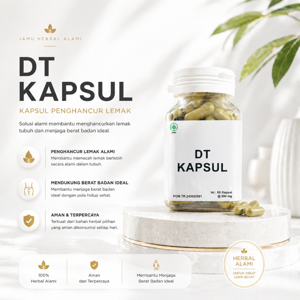 DT Kapsul Diet Herbal Pembakar Penghancur Lemak Pelancar Metabolisme Isi 60 Kapsul BPOM ORI
