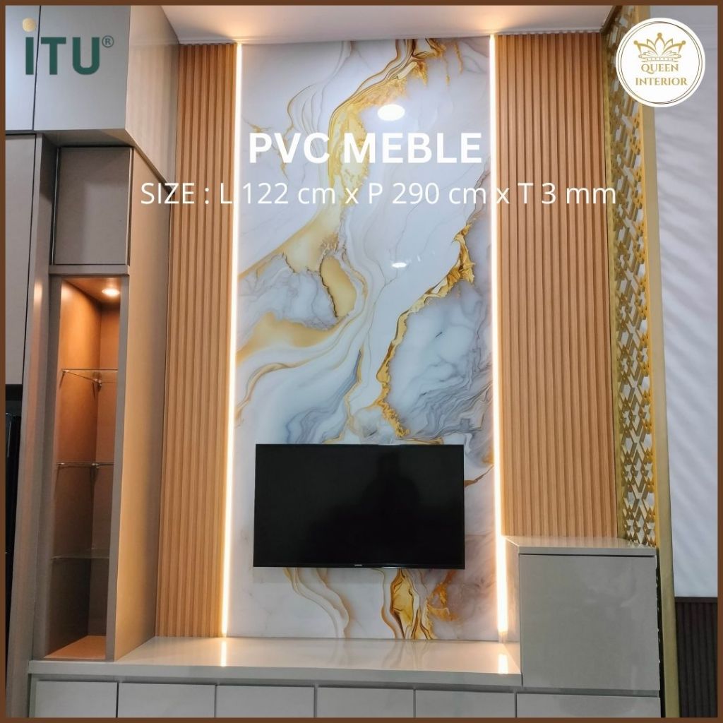 ITU UV MARBLE SHEET - PANEL DINDING MARMER PVC / WALL BOARD - BACKDROP TV