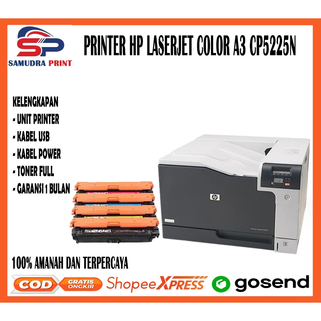 Printer HP Color LaserJet CP5225n A3 |5225|printer color |printer a3 |printer laserjet siap pakai