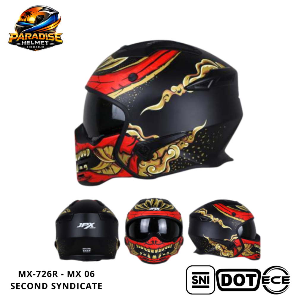 Helm Full Face Modular Pria Wanita Harian Motor Standar SNI DOT ECE JPX MX-726R - MX 06 Second Syndi