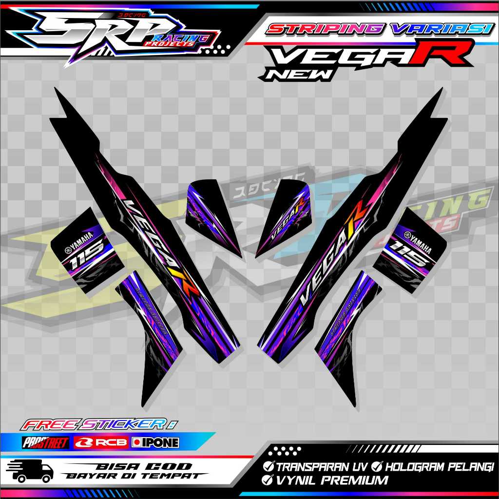 STRIPING VARIASI YAMAHA VEGA R NEW - THUNDER STYLE / STICKER LIST VARIASI MOTOR VEGA R NEW