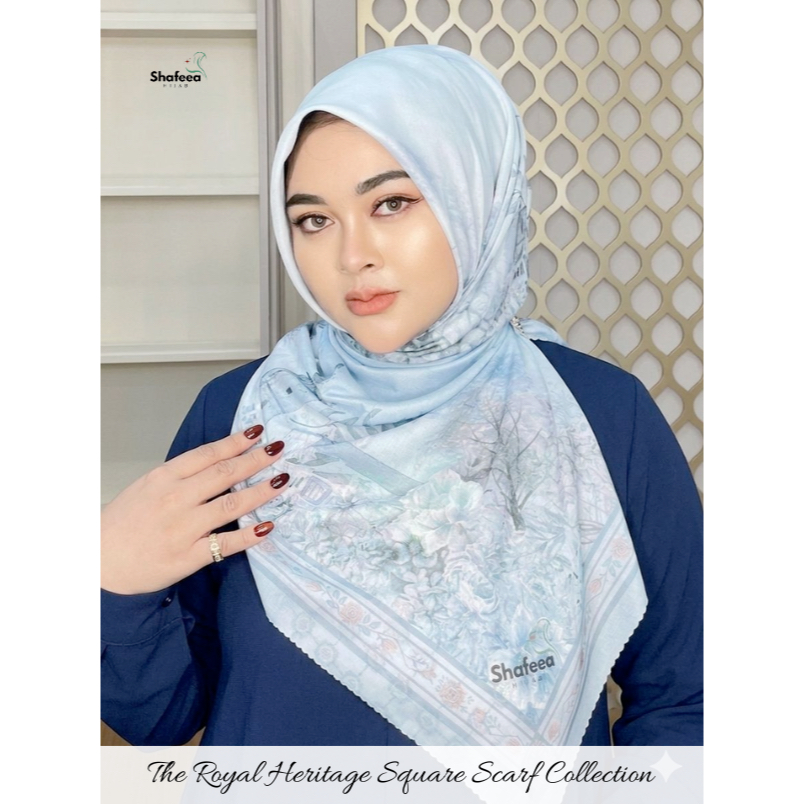 Shafeea Hijab | The Royal Heritage Square Scarf Collection - Jilbab Segi Empat Motif Luxury Anti Let