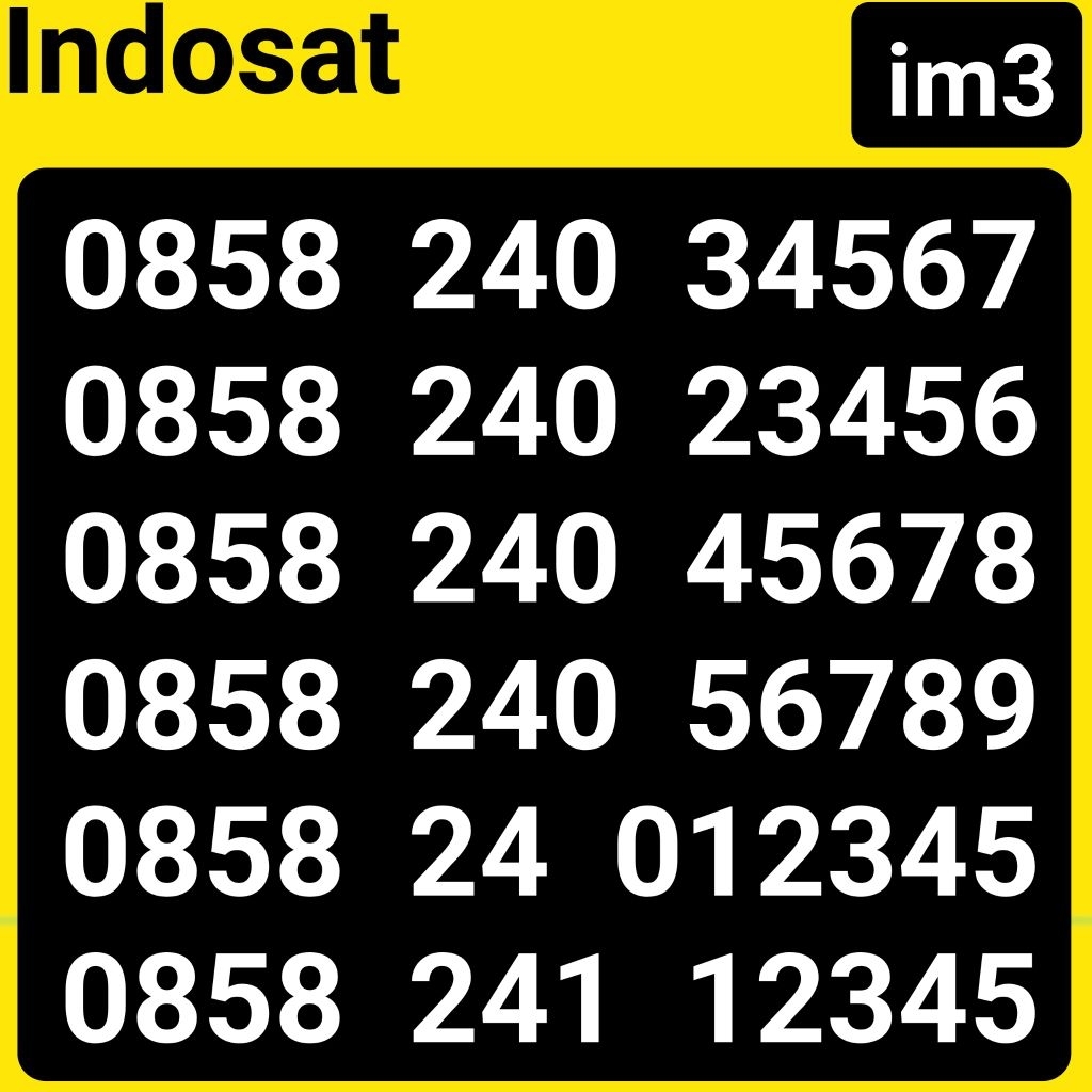 Nomor cantik Indosat Ooredoo Im3 Mentari Triple 4G 5G URUT 123456789