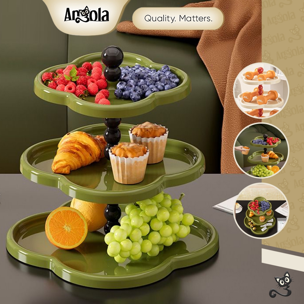 ANGOLA Rak Susun Serbaguna 3 Tingkat L05 Nampan Piring Saji / Rak Makanan / Kue / Buah-Buahan / Rak Susun Aesthetic
