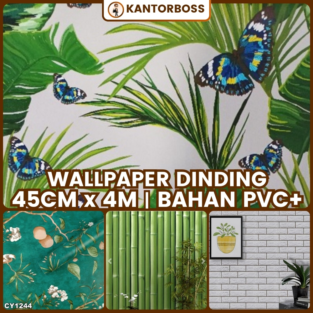 Wallpaper Sticker Dinding Motif Daun Hijau Wallsticker Dinding Motif Batu Bata Coklat Aesthetic