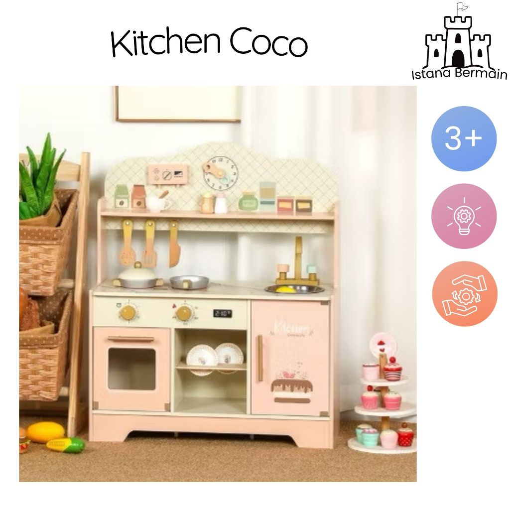 Coco kitchen Mainan Kayu Kitchen Set Edukasi Melatih Motorik Anak Kayu