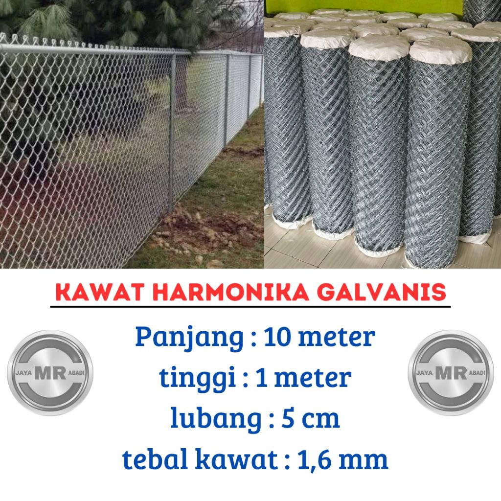 kawat pagar harmonika galvanis panjang 10 meter tinggi 1 meter