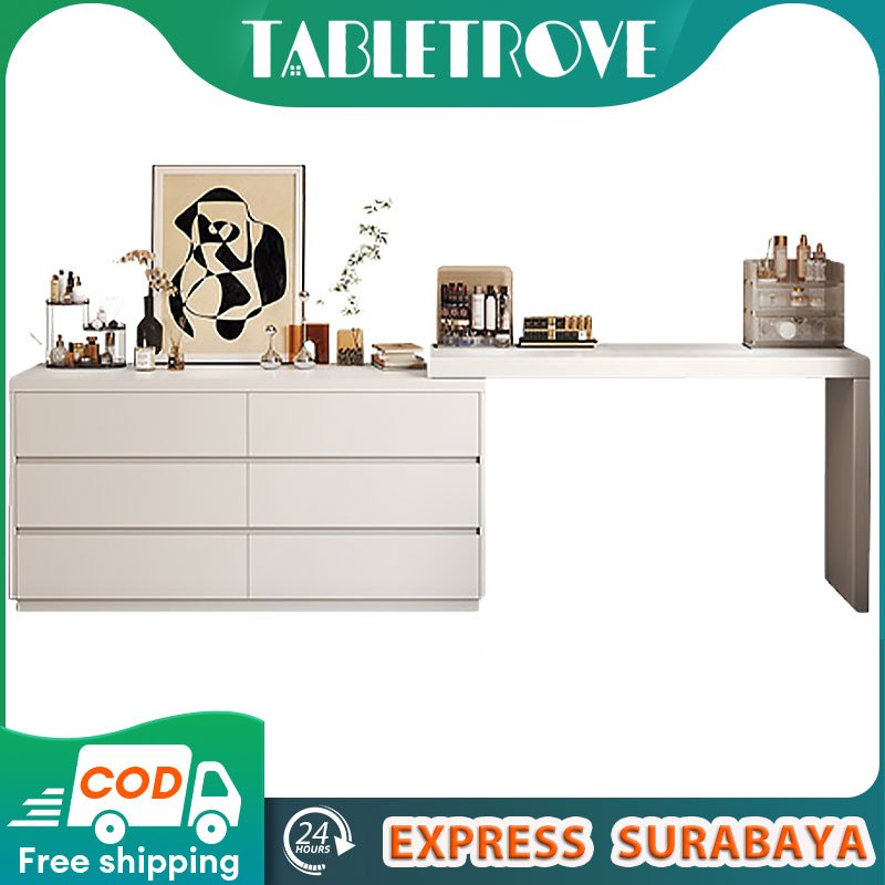[Surabaya Express] Meja Rias Modern Meja Kamar Meja Rias Kecil Meja L-Shape Lemari Laci Full Putih