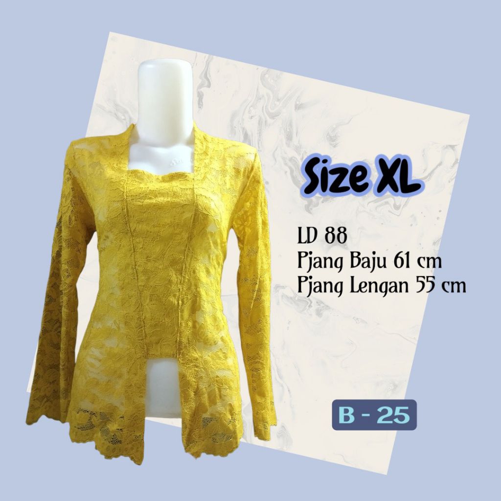 B-25 Kebaya Brokat Sofia Kuning Sandat XL