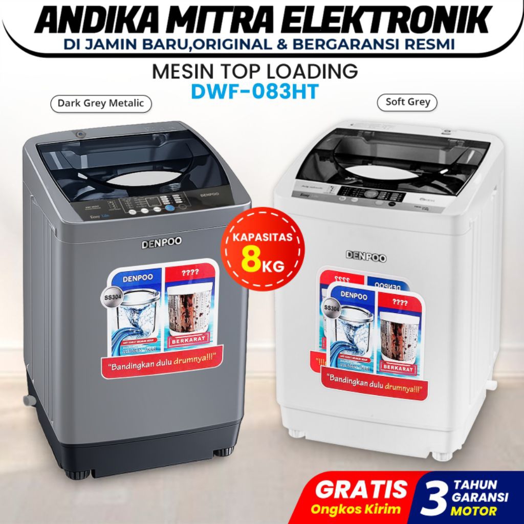MESIN CUCI 1 TABUNG 8 KG DENPOO DWF 083 HT