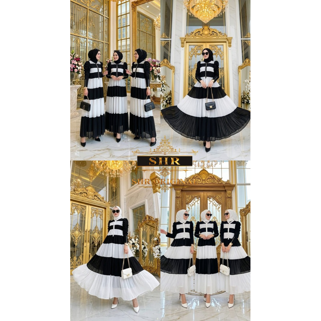 SHR DRESS BLACK WHITE ORI SHR
