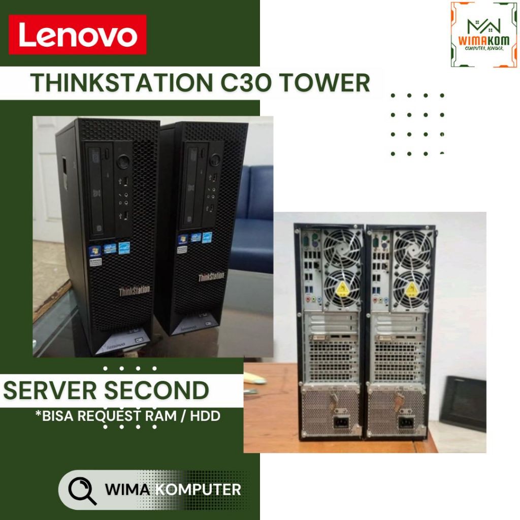 SERVER LENOVO ThinkStation C30 2x Xeon E5-2620V2 24 CORE RAM 128GB SSD SATA 1TB VGA Nvidia NVS 295
