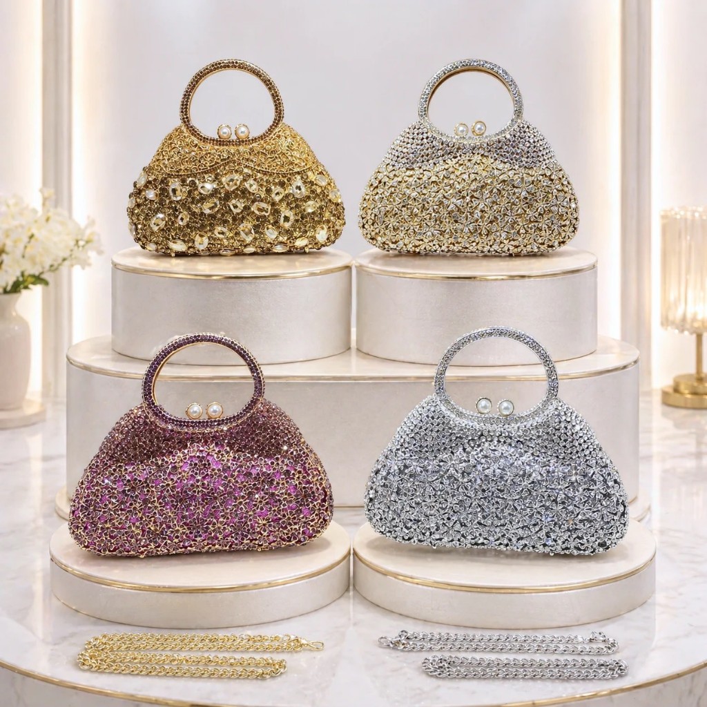 Waiwai Tas Pesta Mewah Crystal 1041 Clutch