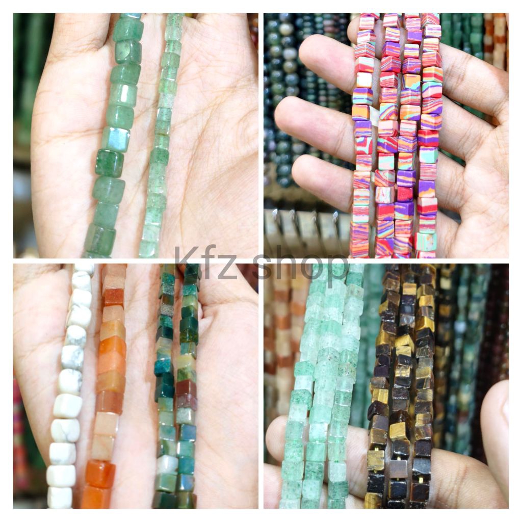 Perhiasan Natural Batu Manik Kotak 6mm 8mm per ikat Giok Tiger eyePerhiasan Batu Manik Kotak 6mm 8mm